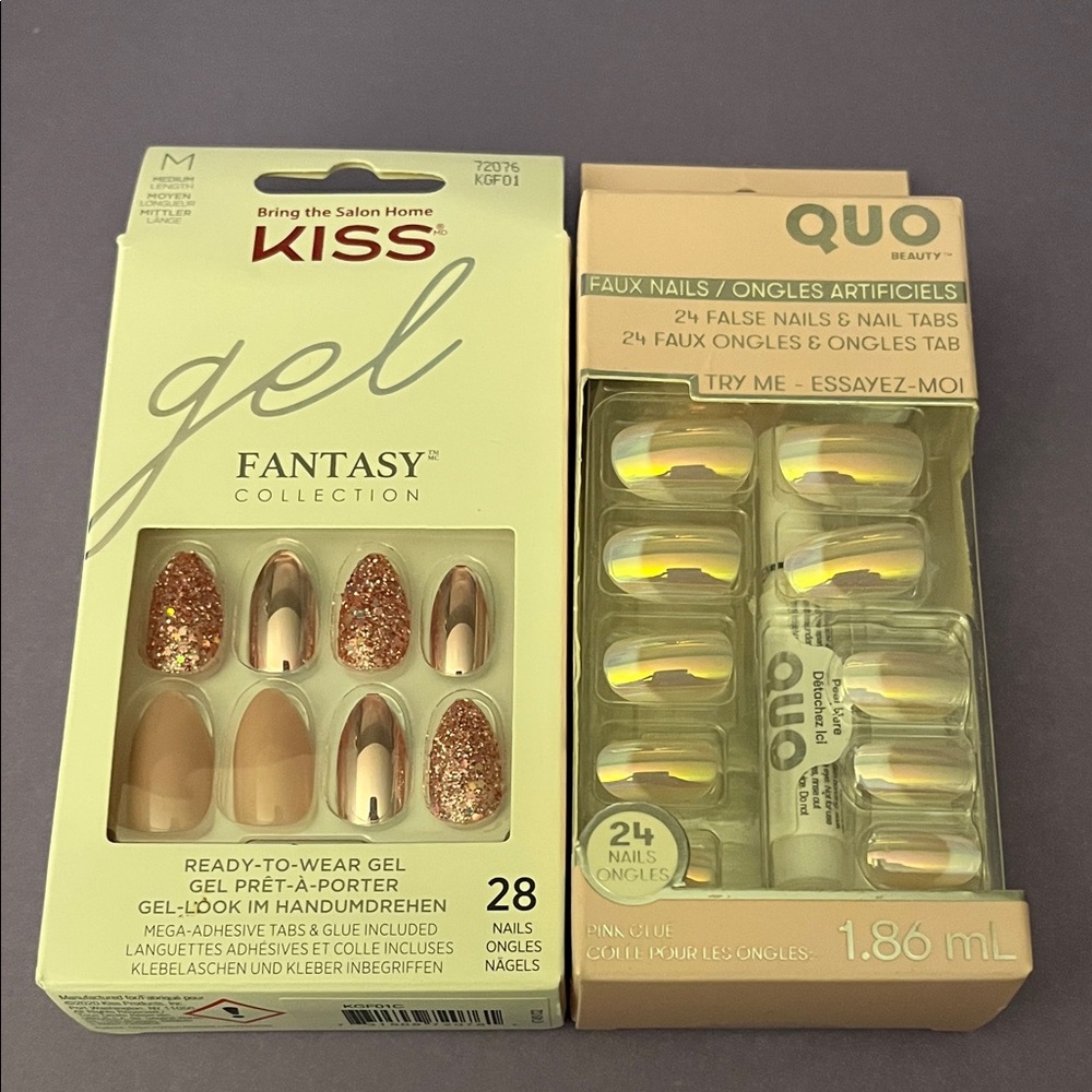 Kiss Gel Fantasy Nails & quo fake nail bundle